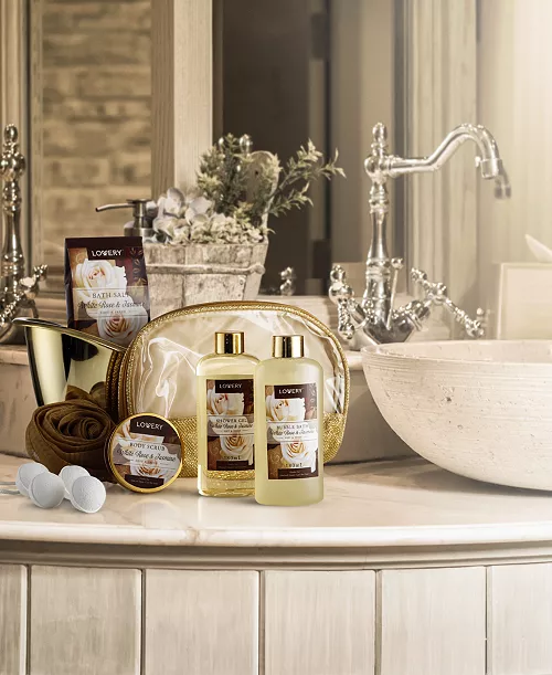 Pre-Wrapped 8 Piece White Rose Jasmine Body Care Gift Set