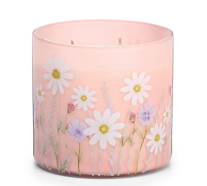 Pre-Wrapped Luxurious Blushing Meadow 3 Wick Lavendar Candle